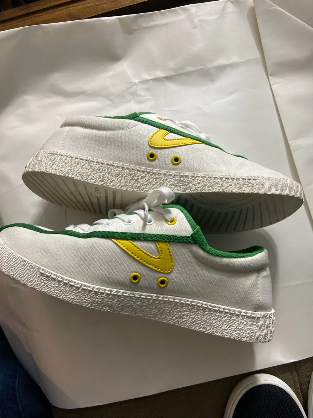 J.Crew x Tretorn Green, White & Yellow Canvas Sneakers – Size 8.5